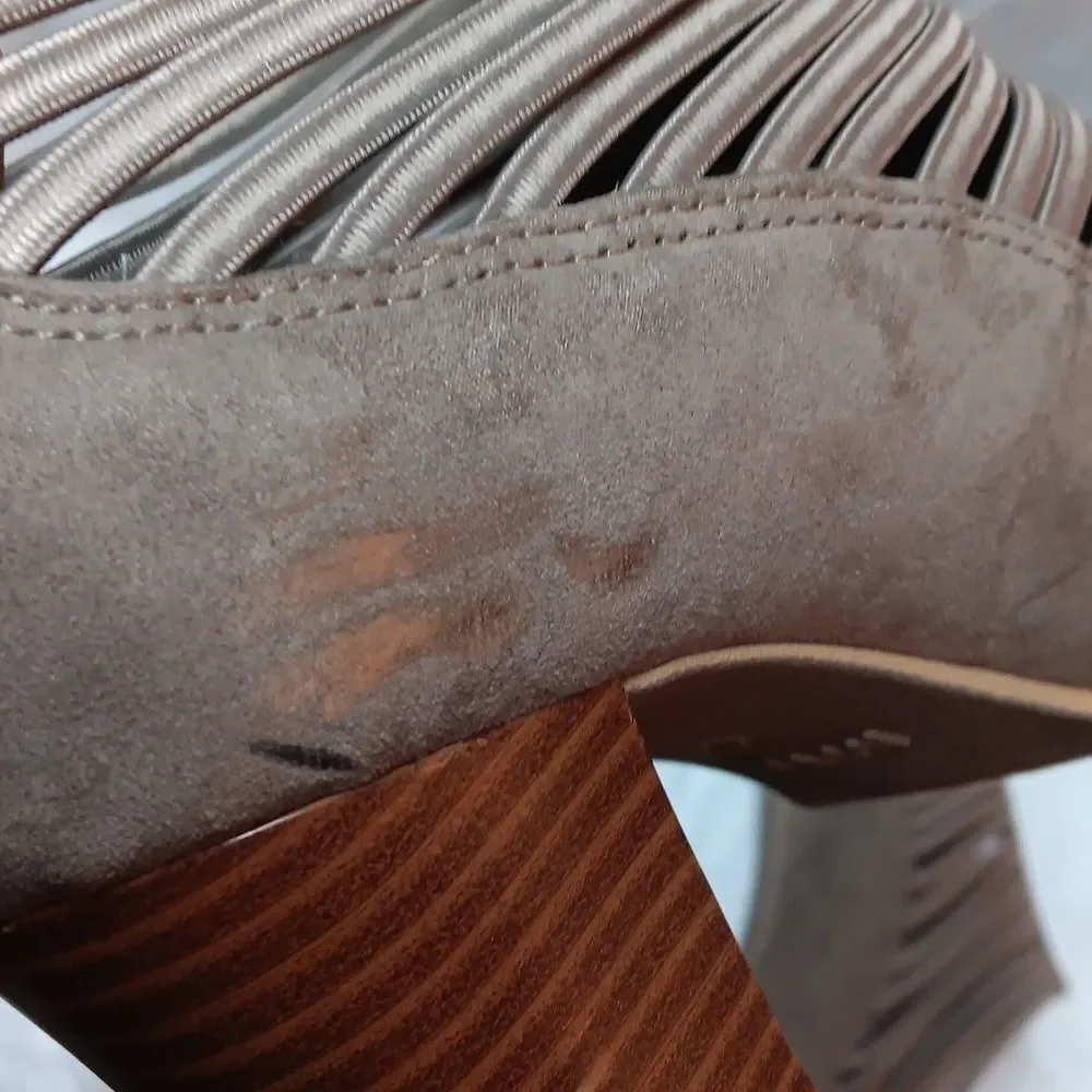 MIA 'Shelli' Elegant Beige Women's Heeled Sandals Size 7.5